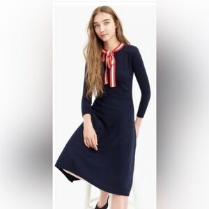 J.Crew Alice Merino Wool Blend Neck Tie Midi Dress